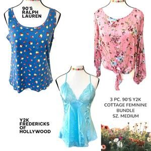 90'S‎ Y2K 3 PC. BUNDLE SZ. MEDIUM! RALPH LAUREN, FREDERICK'S OF HOLLYWOOD